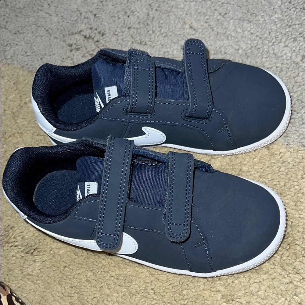 Kids Navy and White Velcro Sneakers